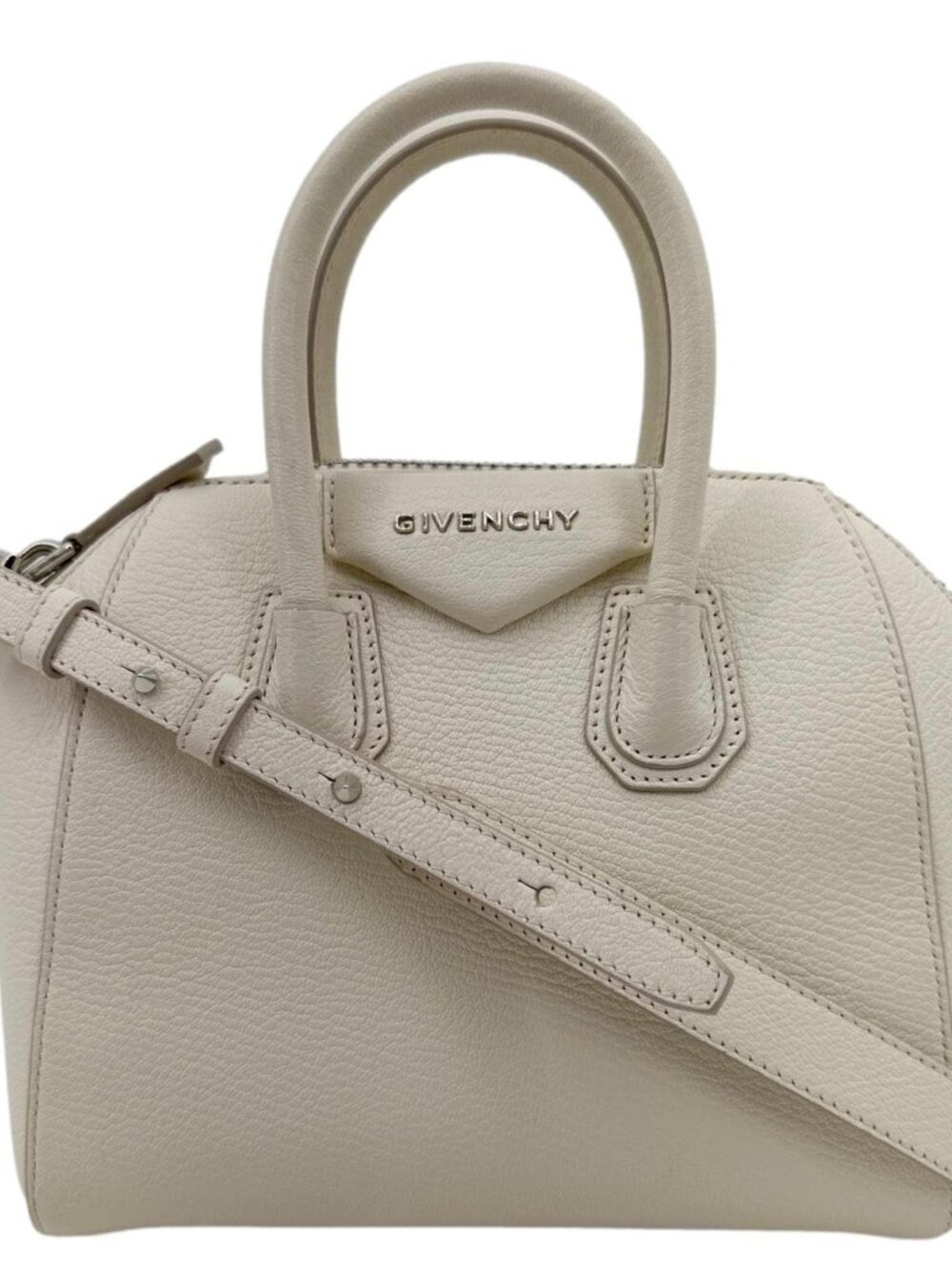 Givenchy  Antigona Mini Leather Satchel Shoulder Bag Off White